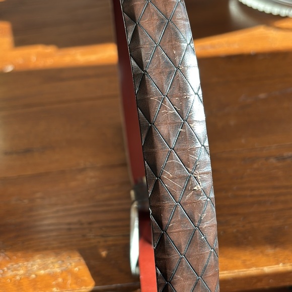 Johnston & Murphy Brown Italian Calfskin Belt Men’s Two Tone Metal 7302 Size 38 - Picture 12 of 15